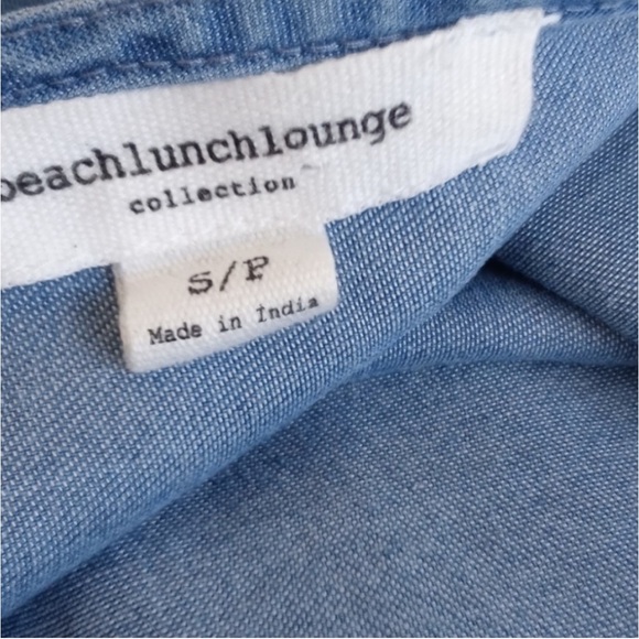 beachlunchlounge Women's Chambray Denim Blue 3/4 Bell Sleeve Lyocell Top S/P - Picture 3 of 10